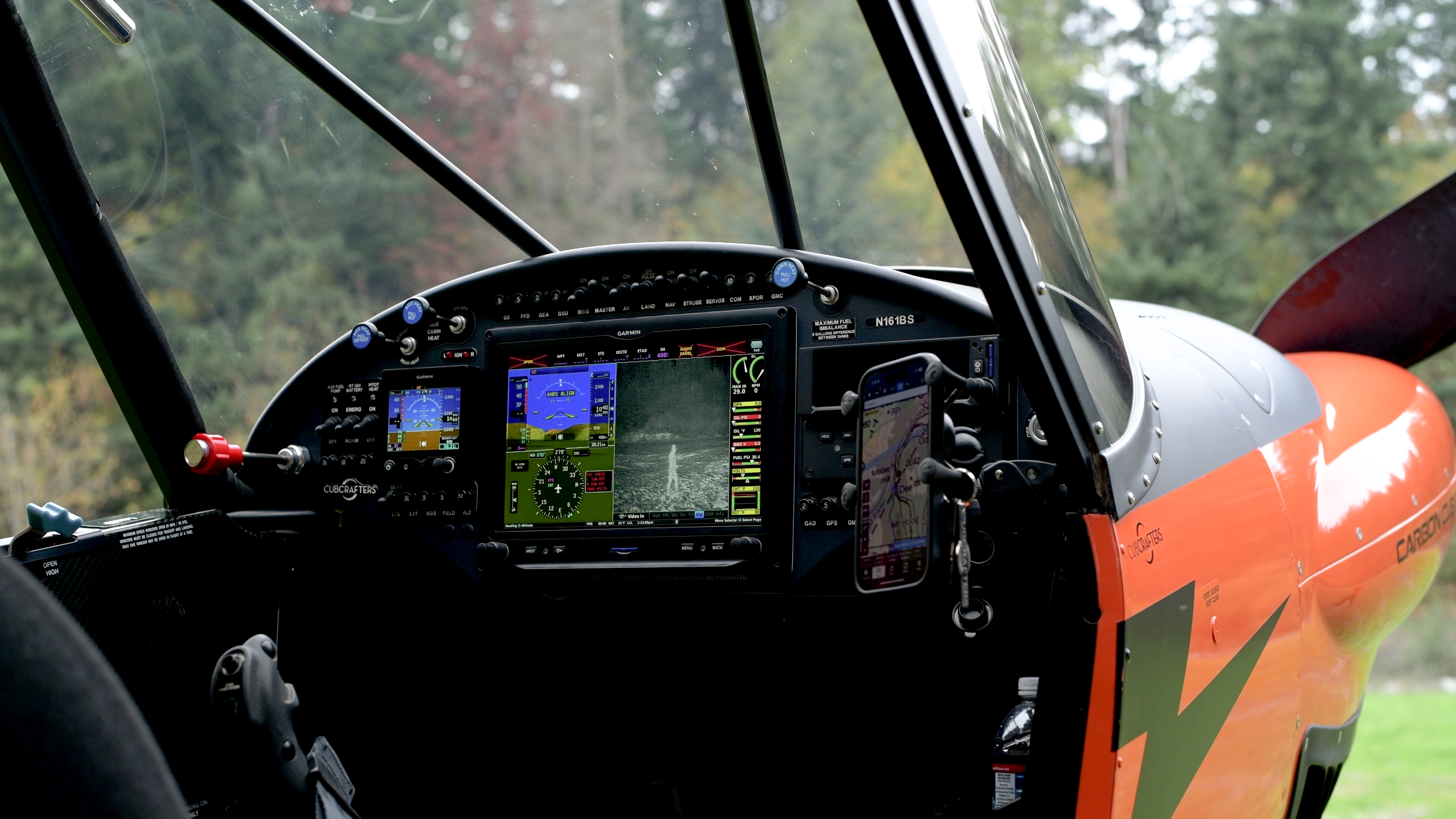 Small airplane cockpit with infrared camera